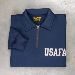 The Real McCoy's Military 1/4 Zip Sweatshirt / USAFA Navy