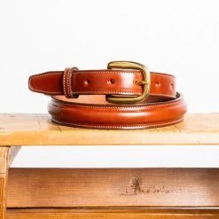 Tory Leather Classic Bridle Leather Belt 1″ Brass Buckle Oakbark