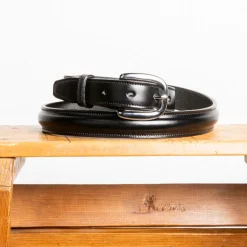 Tory Leather Classic Bridle Leather Belt 1″ Nickle Buckle Black