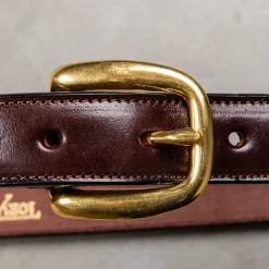 Tory Leather Classic Bridle Leather Belt 1″ Brass Buckle Havana
