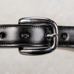 Tory Leather Classic Bridle Leather Belt 1″ Nickle Buckle Black