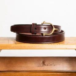 Tory Leather Spur Bridle Leather Belt 1″ Brass Buckle Havana