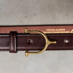 Tory Leather Spur Bridle Leather Belt 1″ Brass Buckle Havana