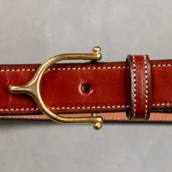 Tory Leather Spur Bridle Leather Belt 1″ Brass Buckle Oakbark