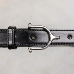 Tory Leather Spur Bridle Leather Belt 1″ Nickle Buckle Black
