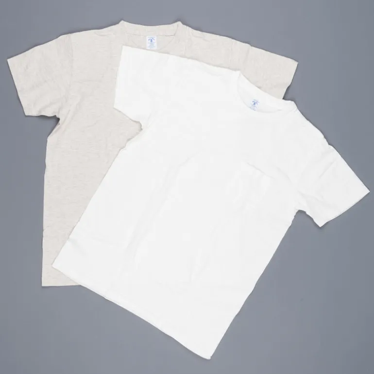 Velva Sheen 2 pack pocket tee 1white 1 oatmeal