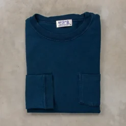 Velva Sheen Heavy oz Pïgment L/S Tee with pocket Navy