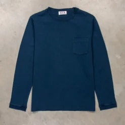 Velva Sheen Heavy oz Pïgment L/S Tee with pocket Navy