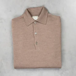 William Lockie Birdseye Solid Merino Wool Polo Taupe