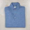 William Lockie Birdseye Solid Merino Wool Polo Denim