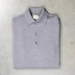 William Lockie Birdseye Solid Merino Wool Polo Grey