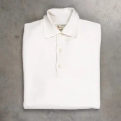 William Lockie Birdseye Solid Merino Wool Polo Ice White