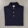 William Lockie Birdseye Solid Merino Wool Polo Blu Navy