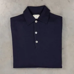 William Lockie Birdseye Solid Merino Wool Polo Blu Navy