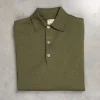 William Lockie Birdseye Solid Merino Wool Polo Olive