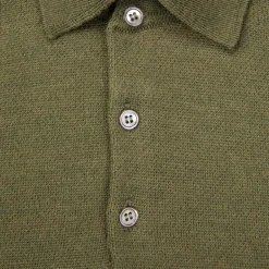 William Lockie Birdseye Solid Merino Wool Polo Olive
