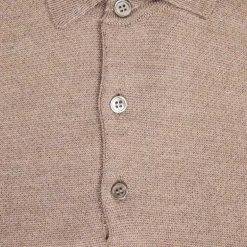 William Lockie Birdseye Solid Merino Wool Polo Taupe
