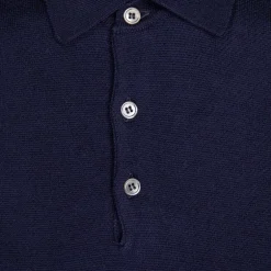 William Lockie Birdseye Solid Merino Wool Polo Blu Navy
