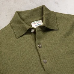William Lockie Birdseye Solid Merino Wool Polo Olive