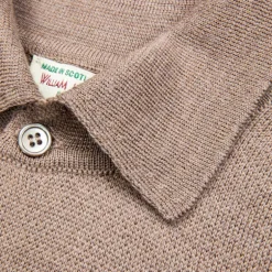 William Lockie Birdseye Solid Merino Wool Polo Taupe