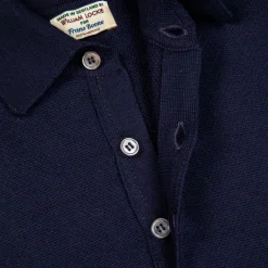 William Lockie Birdseye Solid Merino Wool Polo Blu Navy