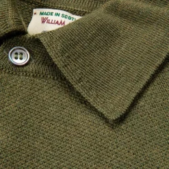 William Lockie Birdseye Solid Merino Wool Polo Olive