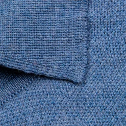 William Lockie Birdseye Solid Merino Wool Polo Denim
