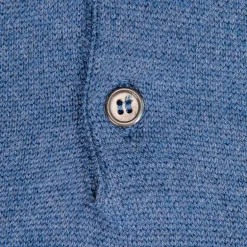 William Lockie Birdseye Solid Merino Wool Polo Denim