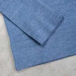 William Lockie Birdseye Solid Merino Wool Polo Denim