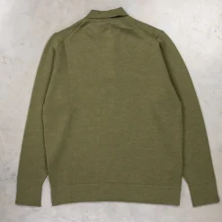 William Lockie Birdseye Solid Merino Wool Polo Olive