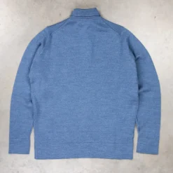 William Lockie Birdseye Solid Merino Wool Polo Denim