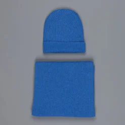 William Lockie Cashmere Ribbed Hat And Scarf Set M10064