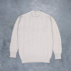 William Lockie Chirnside Cashmere Cable Crew Neck Hessian