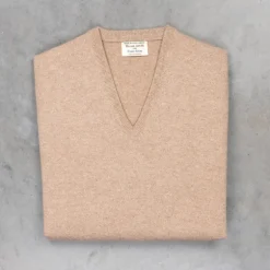 William Lockie Oxton Cashmere V-Neck Sesamo