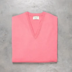 William Lockie Oxton Cashmere V-Neck Venetian Rose