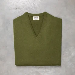 William Lockie Oxton Cashmere V-Neck Loden