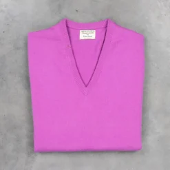 William Lockie Oxton Cashmere V-Neck Thistle