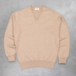 William Lockie Oxton Cashmere V-Neck Sesamo