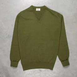 William Lockie Oxton Cashmere V-Neck Loden