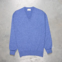 William Lockie Oxton Cashmere V-Neck Lapis