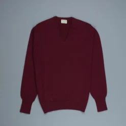 William Lockie Oxton Cashmere V-Neck Damson