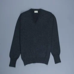 William Lockie Oxton Cashmere V-Neck Charcoal