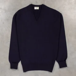 William Lockie Oxton Cashmere V-Neck Dark Navy