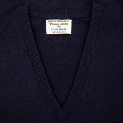 William Lockie Oxton Cashmere V-Neck Dark Navy