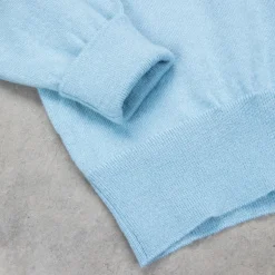 William Lockie Oxton Cashmere V-Neck Blue Mist