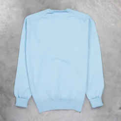 William Lockie Oxton Cashmere V-Neck Blue Mist