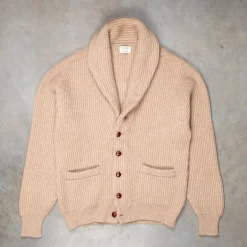 William Lockie Windsor Cashmere Shawl Cardigan Dark Natural
