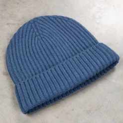 William Lockie x Frans Boone Royal Rib Cashmere Hat Blue Paon