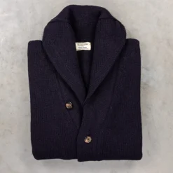William Lockie x Frans Boone Alain Shawl Cardigan Lambswool Navy