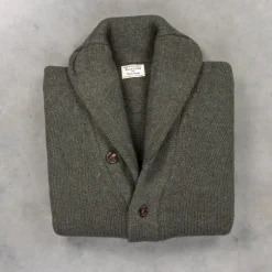 William Lockie x Frans Boone Alain Shawl Cardigan Lambswool Seaweed